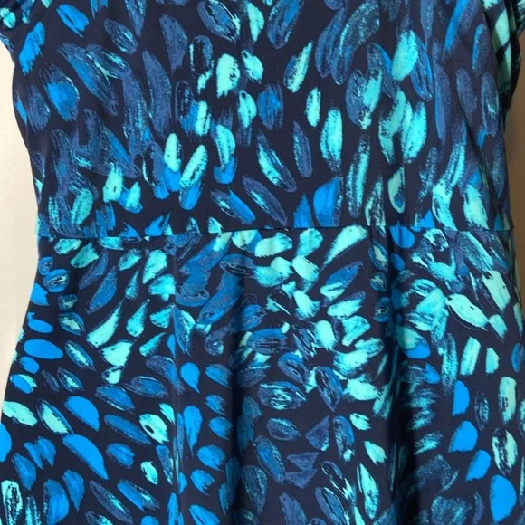 Denim & Co V Neck Wrap Front Swim Dress Azure Paint Brush Size 10 New - Picture 5 of 8